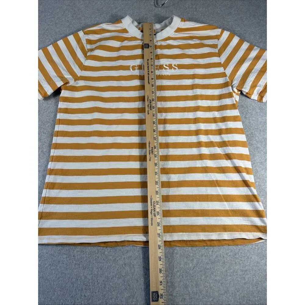 Vintage Guess Jeans USA Striped T‑Shirt Men’s Large 90s Yellow Cotton Logo - Picture 7 of 8